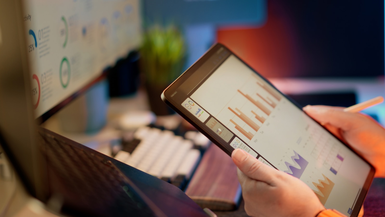 Digital analytics dashboard on a tablet used for operational reporting