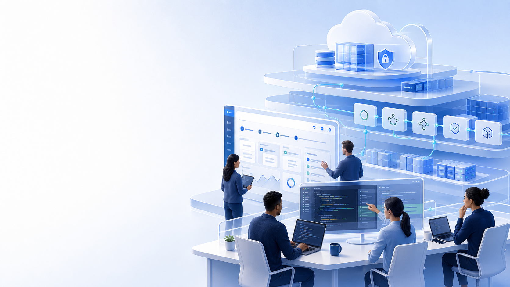 Cloud platform and secure data workflow illustration